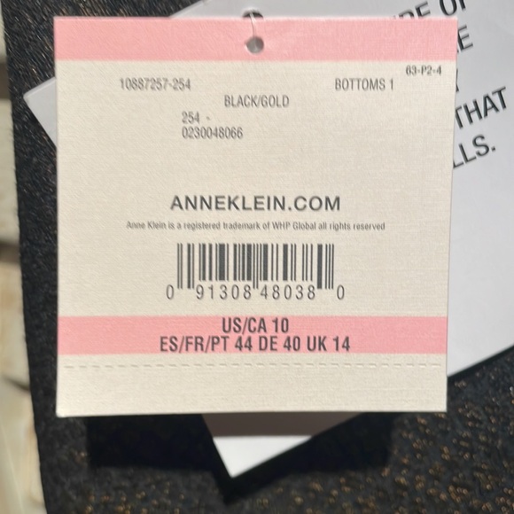 NWT Anne Klein Gold Metallic Snake Jaquard Pants - SZ10 - Picture 10 of 10